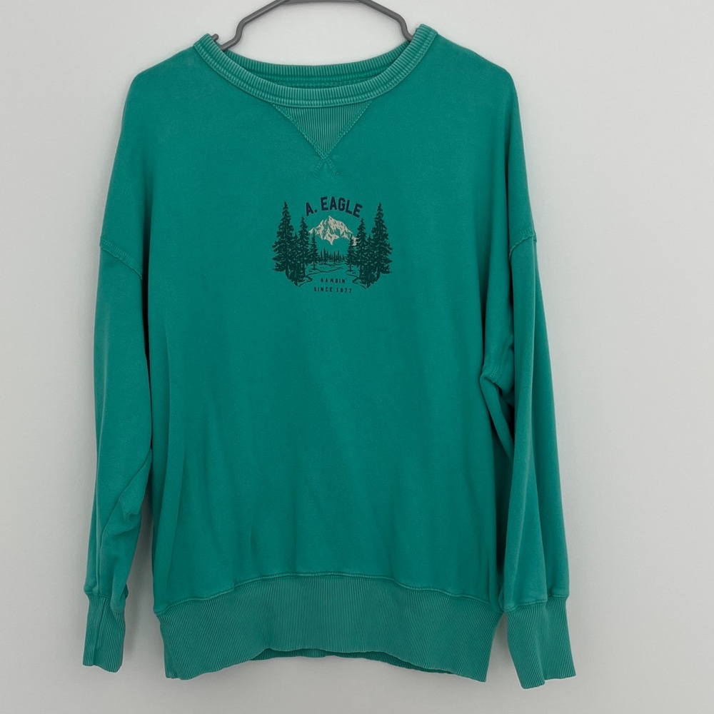 American Eagle Outfitters Women’s Teal Crewneck Sweater